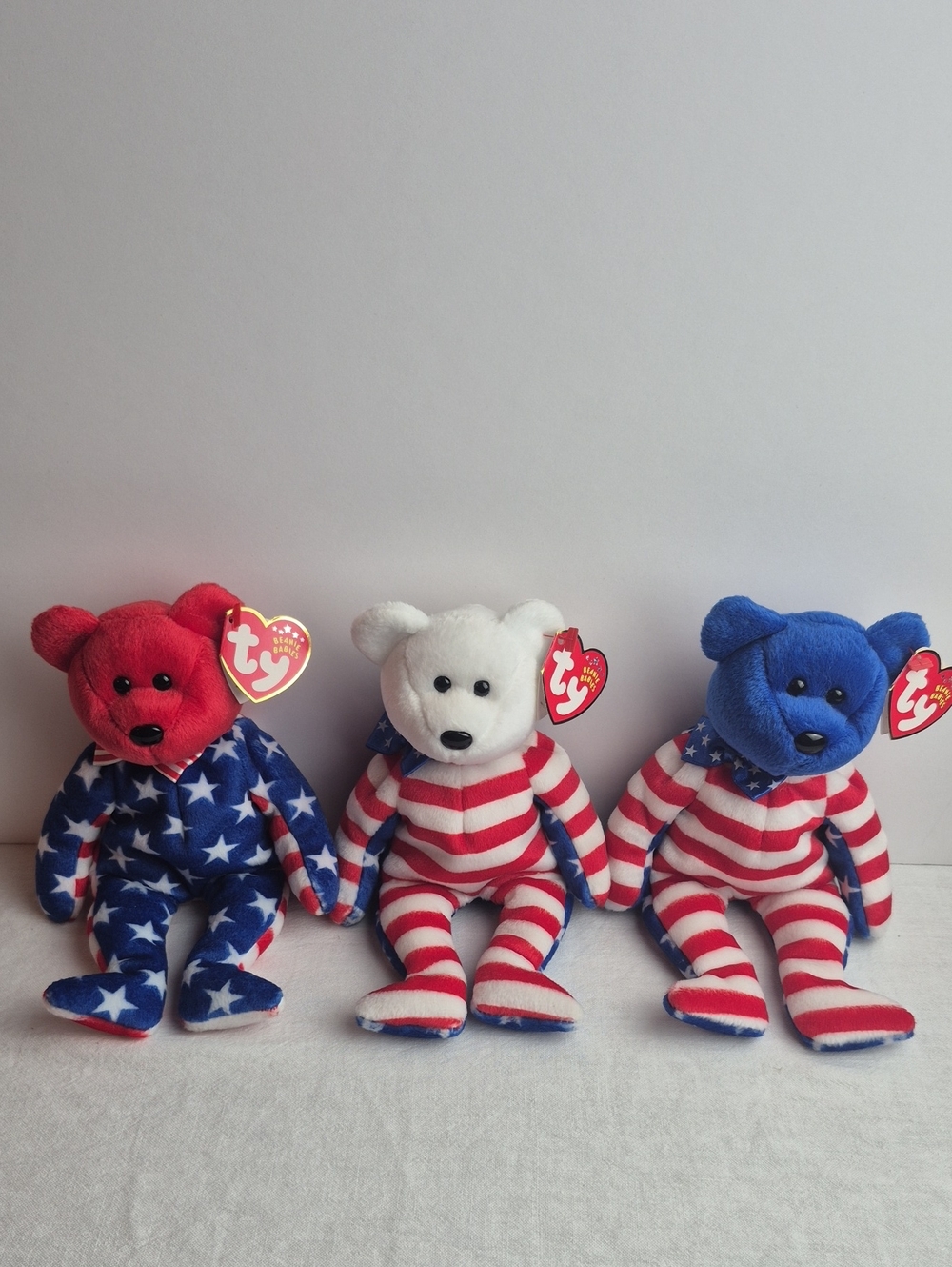 Ty Liberty Plush Bears - Red, White & Blue Stripes